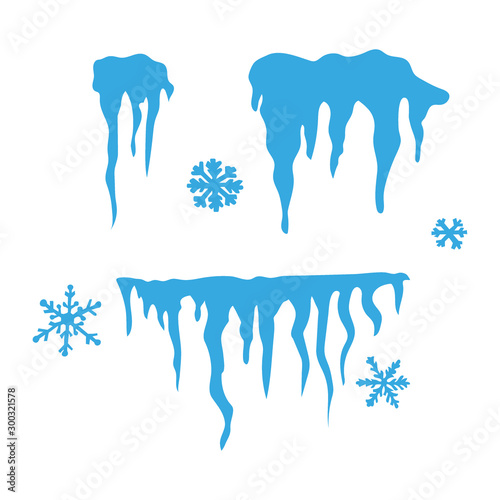 Set of ice caps. Snowdrifts, icicles, elements winter decor. - Vector