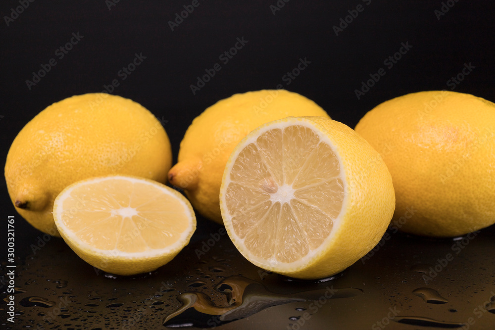 Fresh yellow lemon with slice