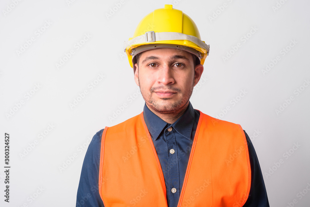 Face of young Persian man construction worker Face of young Persian man construction worker