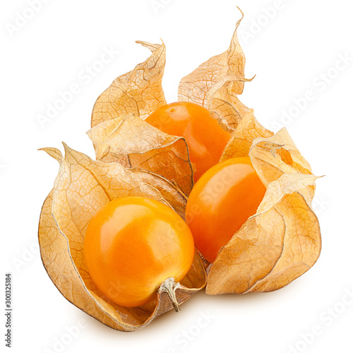 Cape gooseberry, physalis isolated on white background, clipping path, full depth of field photo
