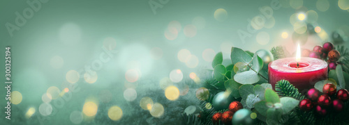 Burning Advent Candle  -  Abstract Christmas Background 