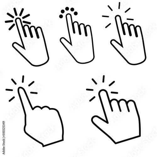 Canvas Print Hands clicking vector icons set