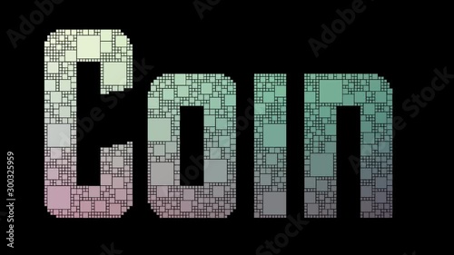 Bit Coin Pixelated Text Warping Looping Boxes With Glitch Effect photo