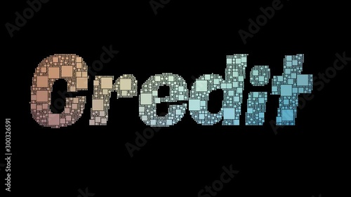 Export Credit Pixelated Text Merging Looping Grid With Glitch Effect photo