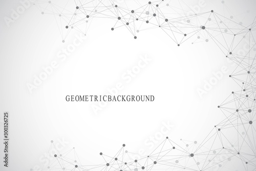 Technology abstract background with connected line and dots. Big data visualization. Artificial Intelligence and Machine Learning Concept Background. Analytical networks. Vector illustration