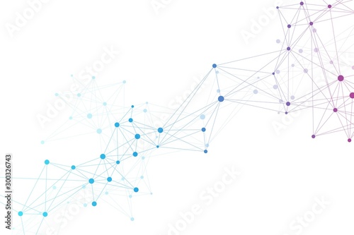 Big Genomic Data Visualization Health Care. DNA helix, DNA strand, DNA Test. Molecule or atom, neurons. Abstract structure for Science or Medical background, banner. Healthcare vector illustration