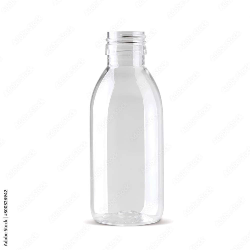 Realistic bottle without cap. Mock up bottle  on white background 3d illustration