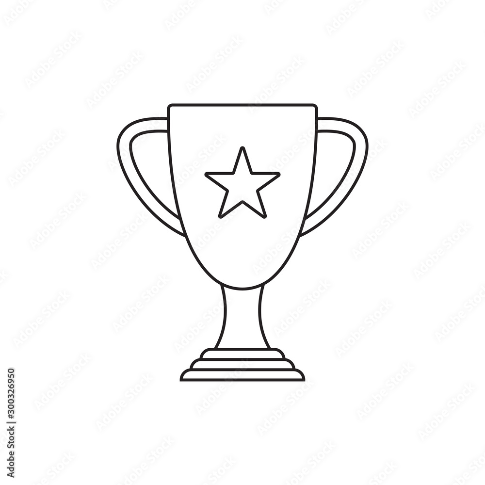 Trophy cup outline icon. Winner award. Champion prize. First place symbol. Vector illustration.Печать Trophy cup outline icon. Winner award. Champion prize. First place symbol. Vector illustration.Печать