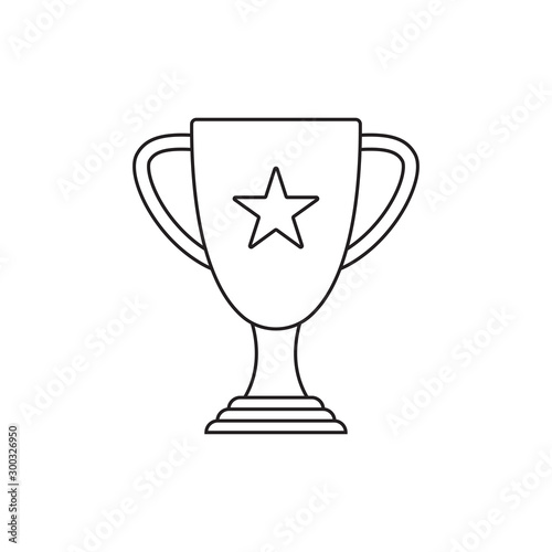 Trophy cup outline icon. Winner award. Champion prize. First place symbol. Vector illustration.Печать