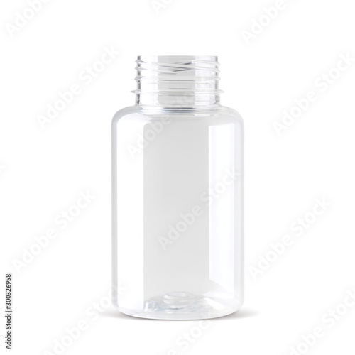 Realistic bottle without cap. Mock up bottle on white background 3d illustration