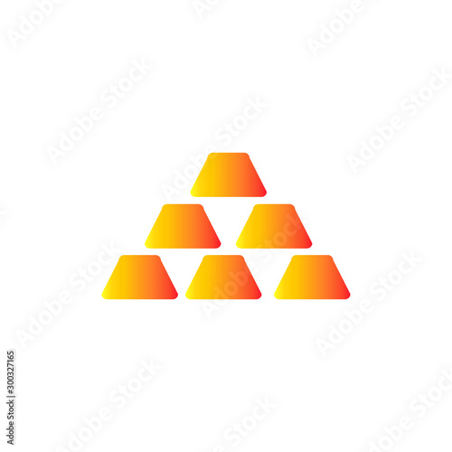 Gold bar icon vector on white background