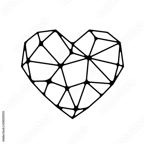 Geometrical polygonal heart shape. Vector illustration.