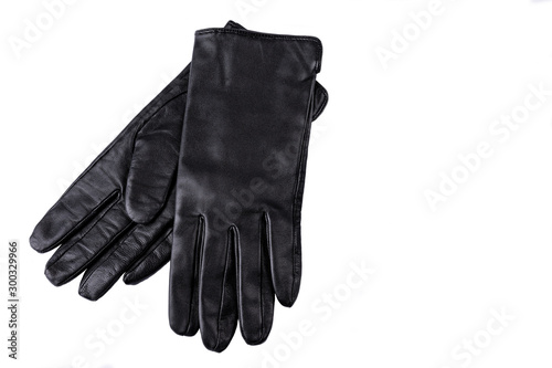 Leather gloves on the white background