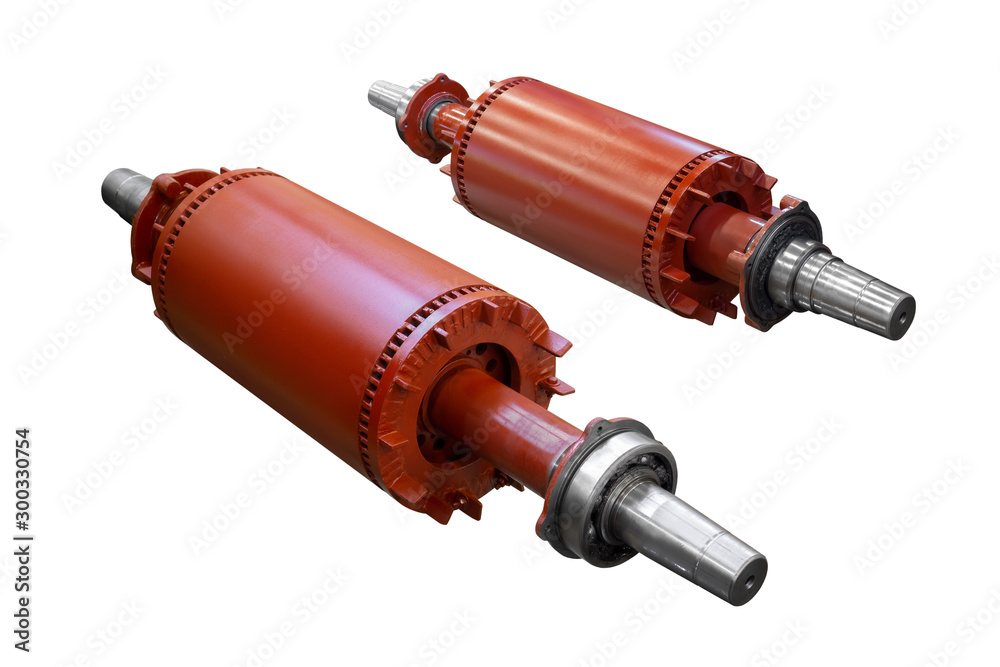 two rotors of a large electric motor isolated on a white background two rotors of a large electric motor isolated on a white background
