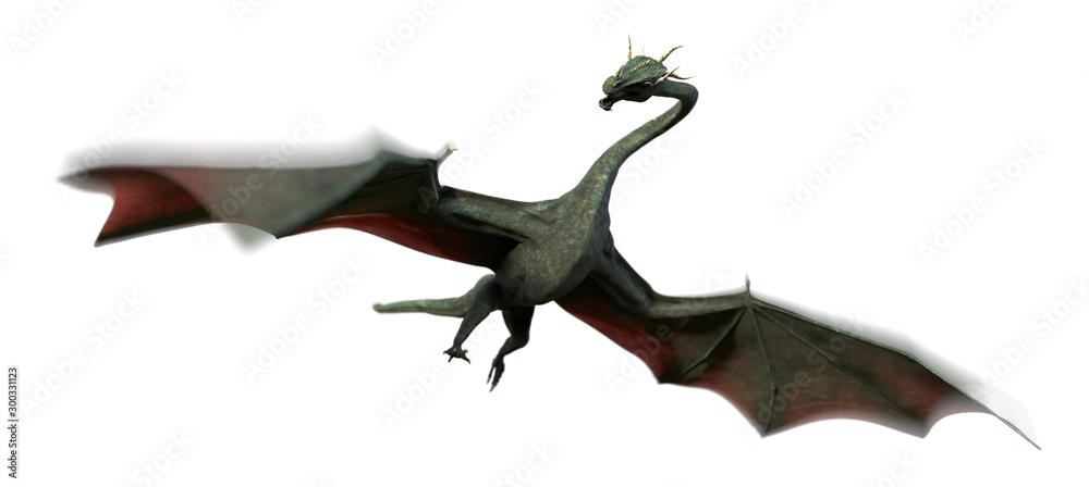 Fototapeta premium dragon, mythical flying serpent isolated with motion blur on white background (3d fantasy render)