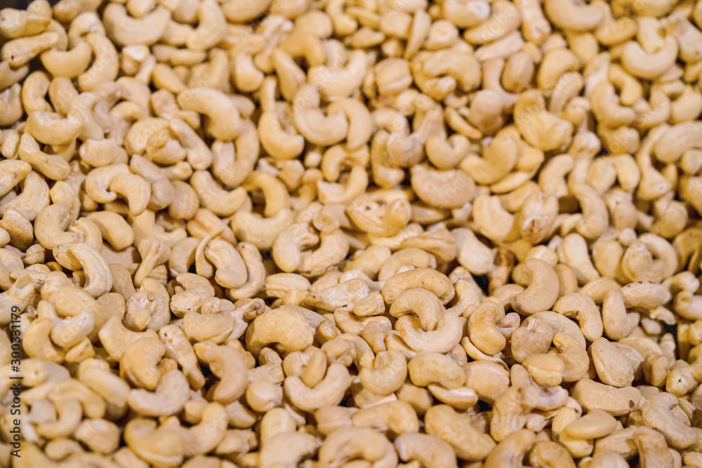 Cashew nuts background close up Cashew nuts background close up