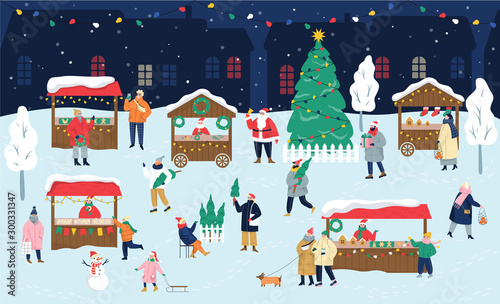 Christmas candy market. A xmas vector illustration