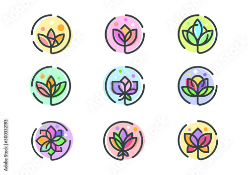 Abstract Colorful Floral Icons