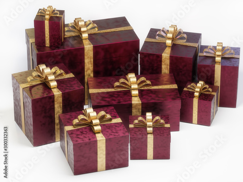 Obraz na plátně Luxury christmas present boxes
