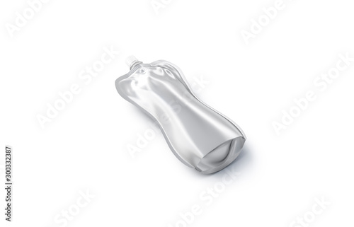 Blank silver soft bottle with cap mock up lying 