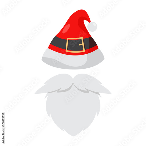 Isolated vector illustration of Santa Claus red and white hats,