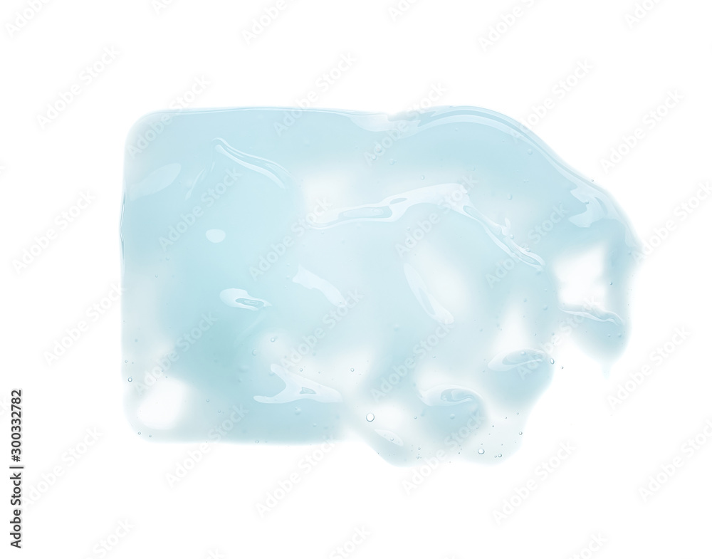 Smears and texture of blue cosmetic gel isolated on white background