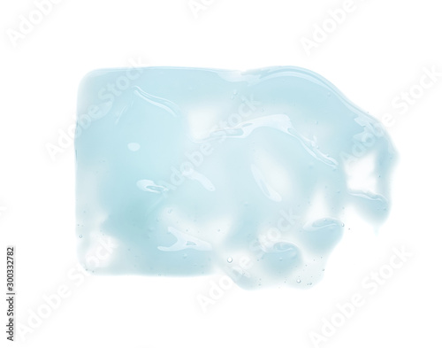 Smears and texture of blue cosmetic gel isolated on white background