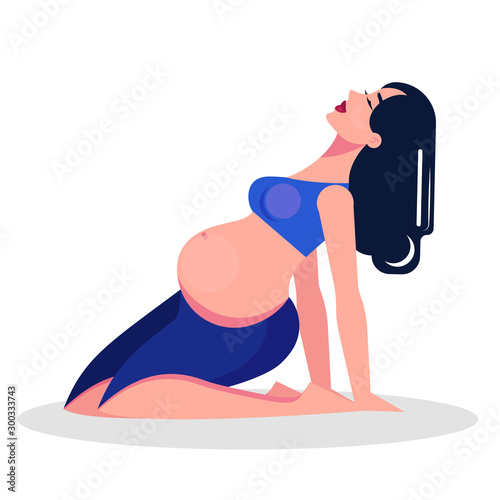 Yoga for pregnant woman concept. Fitness and sport