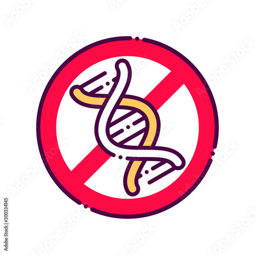 GMO allergy line color icon. Allergic reaction. Chemical intolerance. Hypersensitivity to the individual components of the product. Vector isolated element. Editable stroke.