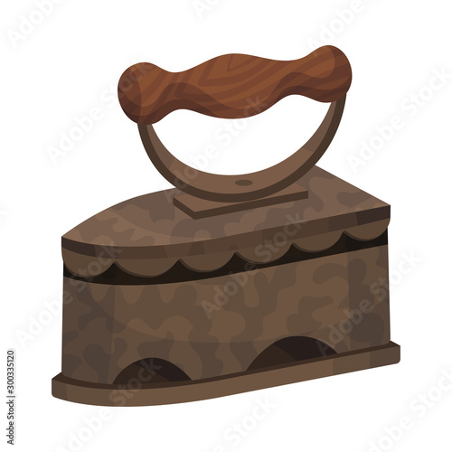 Brown cast iron coziness. Vector illustration on a white background.