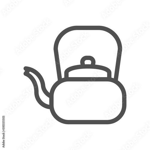 Retro teapot. Tea ceremony linear icon. Aluminum kettle. Linear style icon. flat design element. Editable stroke. 48x48 Pixel Perfect.