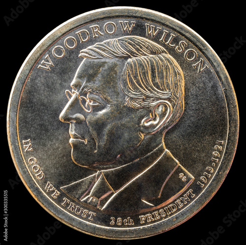 1 dollar coin. 28th President of the United States of America photo