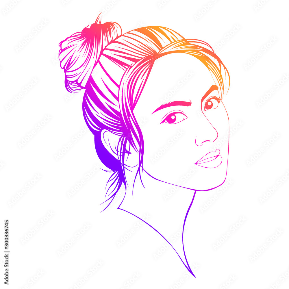 Girl's face and hairstyle character that created under the design concepts related to fashion and beauty Girl's face and hairstyle character that created under the design concepts related to fashion and beauty