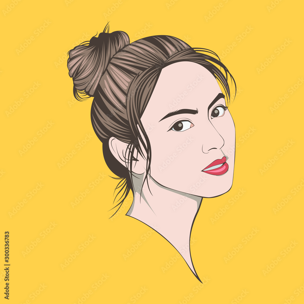 Girl's face and hairstyle character that created under the design concepts related to fashion and beauty Girl's face and hairstyle character that created under the design concepts related to fashion and beauty
