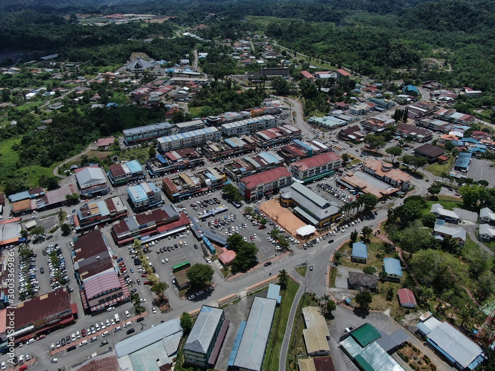 Kuching, Sarawak / Malaysia - October 27 2019: The Bau Town, landmarks, buildings, and surroundings