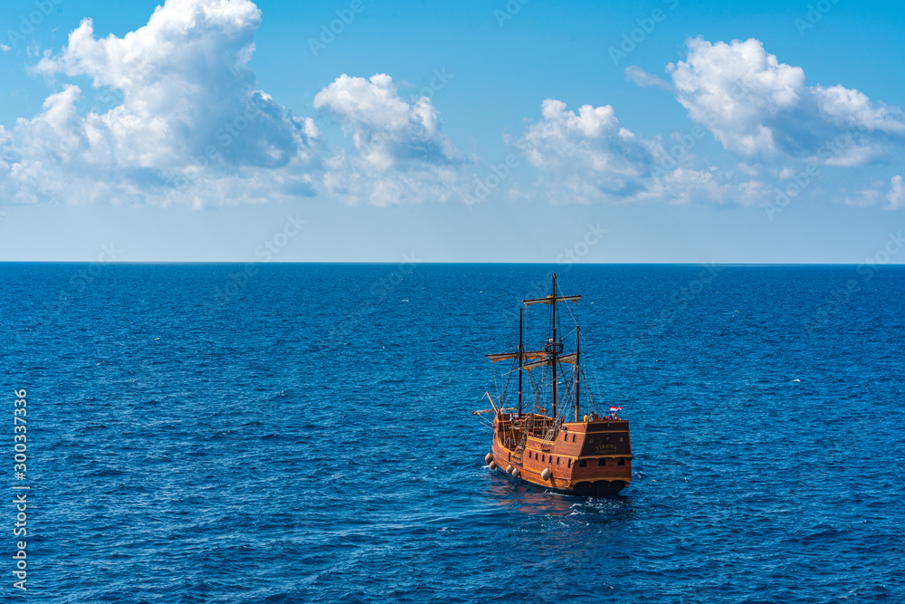 Old ship and the deep blue sea