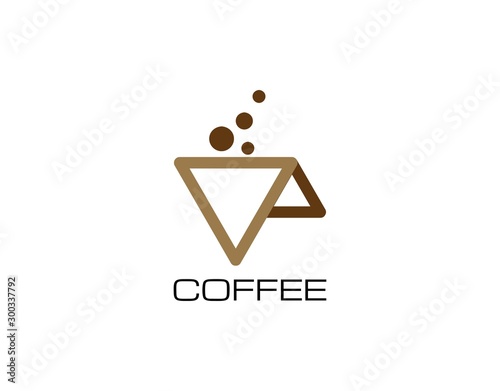 Unique Logo of Coffee Shop in Modern Concept. Designed with Two Triangular Combinations That Form a Unique and Charming Cup Image. Suitable for Coffee Shop, Canteen Logo. Vector Illustration
