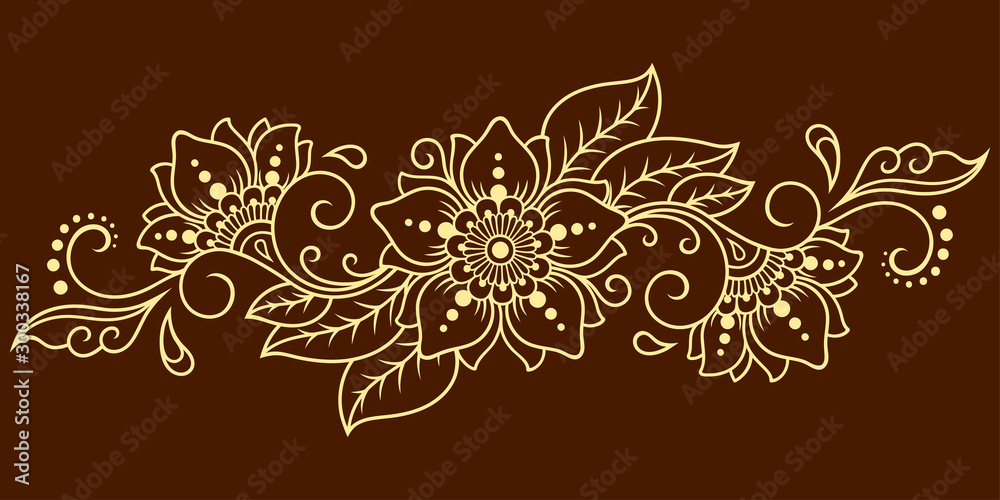 Mehndi flower pattern for Henna drawing and tattoo. Decoration in ethnic oriental, Indian style. Doodle ornament. Outline hand draw vector illustration. Mehndi flower pattern for Henna drawing and tattoo. Decoration in ethnic oriental, Indian style. Doodle ornament. Outline hand draw vector illustration.