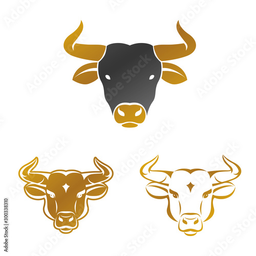 Bull ancient emblems elements set. Heraldic vector design elements collection. Retro style label, heraldry logo.