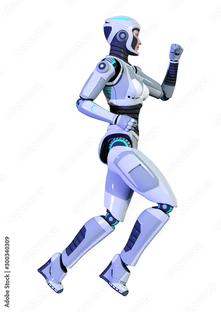 3D Rendering Female Robot on White 3D Rendering Female Robot on White