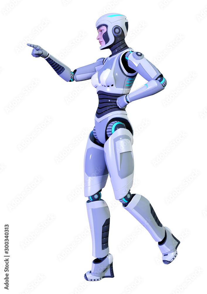 3D Rendering Female Robot on White 3D Rendering Female Robot on White