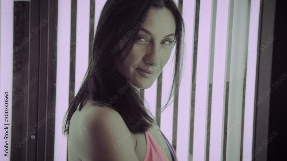 Beautiful woman sunbathing in the solarium. Beautiful woman sunbathing in the solarium.