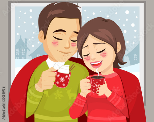 Cute couple on Christmas wi...
