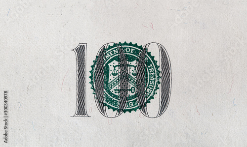 fragment of old 100 dollar bill