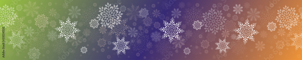 Christmas multicolor composition with a set of graceful white snowflakes Christmas multicolor composition with a set of graceful white snowflakes