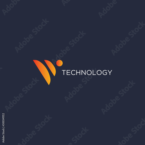 Abstract technology letter V logo design template.