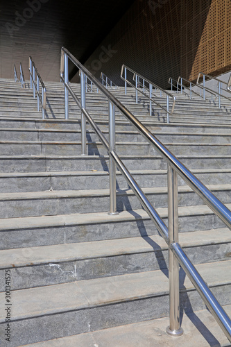 Steps and stainless steel railings