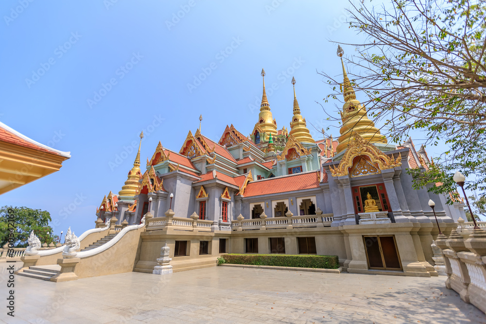 Phra Mahathat Chedi Phakdee Prakat Pagoda on top of mountain at Baan Grood, Prachuap Khiri Khan, Thailand
