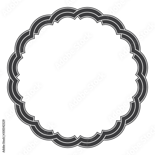 Vector intertwined black circle frame. Isolated on white background