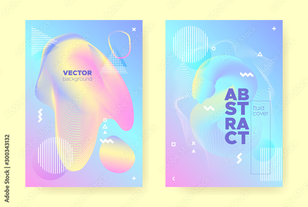 Naklejka premium Rainbow Pastel Fluid. Abstract Gradient Elements. 